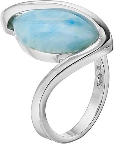 Beaux Bijoux Sterling Silver Oval Larimar Twisted Ring in Saudi Arabia