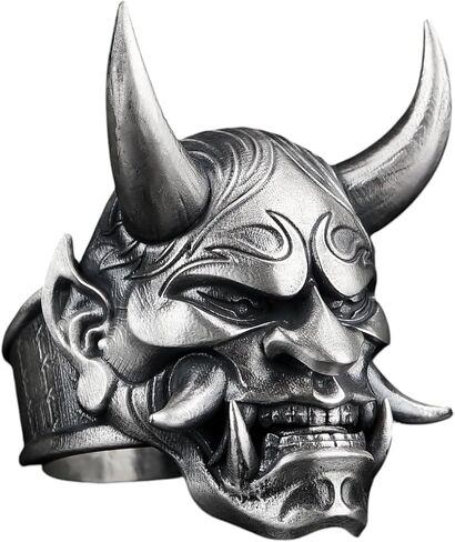 925 Sterling Silver Samurai Oni Mask Ring, Samurai Ring, Oni Mask Ring, Samurai Jewelry,Silver Oni Mask Ring, Oni Mask Ring for Women, Oni Mask Jewelry,Oni Mask Costume in Saudi Arabia