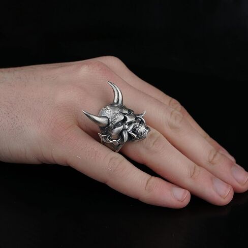 925 Sterling Silver Samurai Oni Mask Ring, Samurai Ring, Oni Mask Ring, Samurai Jewelry,Silver Oni Mask Ring, Oni Mask Ring for Women, Oni Mask Jewelry,Oni Mask Costume in Saudi Arabia