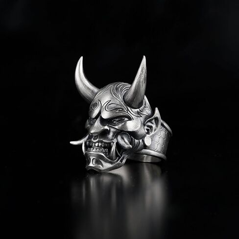 925 Sterling Silver Samurai Oni Mask Ring, Samurai Ring, Oni Mask Ring, Samurai Jewelry,Silver Oni Mask Ring, Oni Mask Ring for Women, Oni Mask Jewelry,Oni Mask Costume in Saudi Arabia