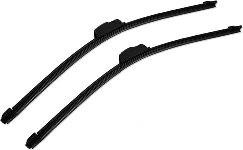 Premium All-Season Natural Rubber J-Hook Windshield Wiper Blades (Pack of 2) - OEM Quality, Bracketless & Frameless Design for Superior Auto Visibility (17"+17" Wipers) in Kuwait