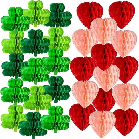 LemonSecret 30 قطعة من ديكورات عيد القديس باتريك المعلقة على شكل قلب وشمروك على شكل قرص العسل وزخارف السقف الأيرلندية للحفلات الأيرلندية وحفلات الزفاف in Kuwait