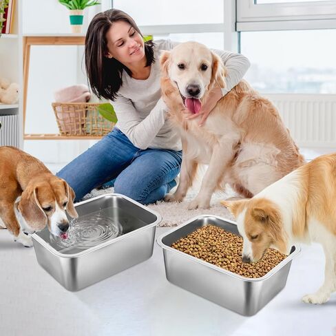 2 Pcs 3 Gallons Extra Large Dog Water Bowl, Durable Reusable Stainless Steel Dog Bowl, High Capacity Water and Food Bowl for Household with Multiple Large Dogs Indoor Outdoor in Kuwait
