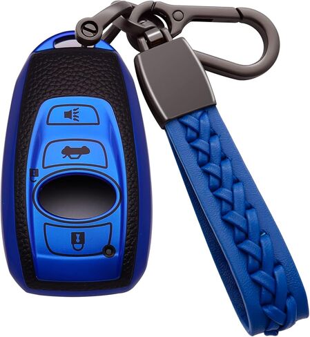لغطاء Subaru Key Fob الناعم من مادة TPU مع حامل حافظة مفاتيح سلسلة المفاتيح حماية 360 درجة متوافق مع Subaru Forester CrossTrek Outback WRX Ascent BRZ Impreza Legacy، أزرق in Kuwait
