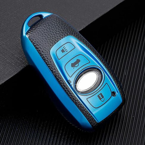 لغطاء Subaru Key Fob الناعم من مادة TPU مع حامل حافظة مفاتيح سلسلة المفاتيح حماية 360 درجة متوافق مع Subaru Forester CrossTrek Outback WRX Ascent BRZ Impreza Legacy، أزرق in Kuwait