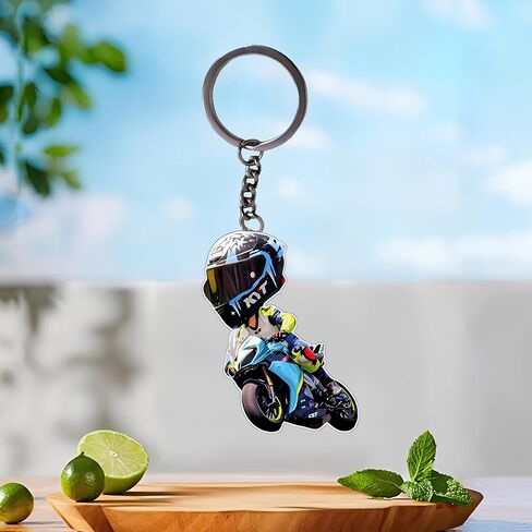 Acrylic Moto Racer Keychain - Stylish Biker Key Ring for Keys, Bags, Cars | Ideal Gift for Motorcycle Enthusiasts/YSK-48 in Saudi Arabia