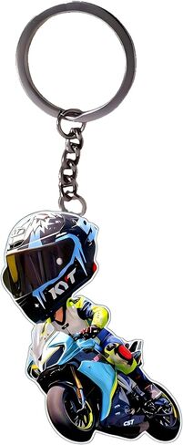 Acrylic Moto Racer Keychain - Stylish Biker Key Ring for Keys, Bags, Cars | Ideal Gift for Motorcycle Enthusiasts/YSK-48 in Saudi Arabia