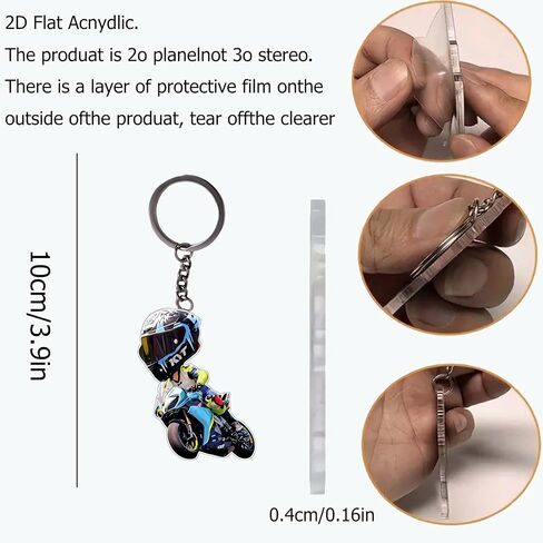 Acrylic Moto Racer Keychain - Stylish Biker Key Ring for Keys, Bags, Cars | Ideal Gift for Motorcycle Enthusiasts/YSK-48 in Saudi Arabia