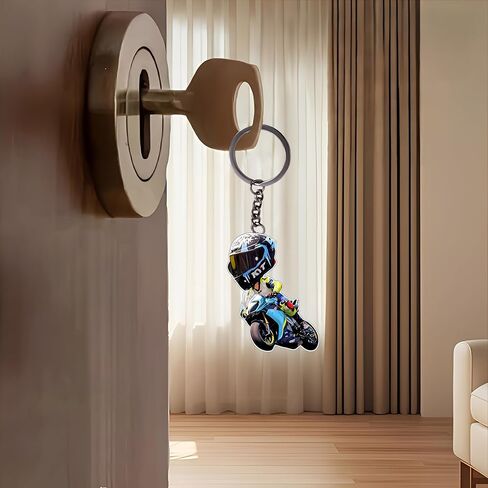 Acrylic Moto Racer Keychain - Stylish Biker Key Ring for Keys, Bags, Cars | Ideal Gift for Motorcycle Enthusiasts/YSK-48 in Saudi Arabia