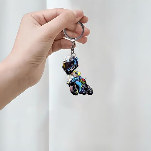 Acrylic Moto Racer Keychain - Stylish Biker Key Ring for Keys, Bags, Cars | Ideal Gift for Motorcycle Enthusiasts/YSK-48 in Saudi Arabia