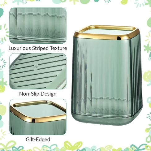 حامل أقلام للمكتب، حامل أقلام لطيف، حامل فرشاة مكياج شفاف، منظم أقلام الرصاص، ملحقات مكتب لطاولة الحمام، لوازم المنزل والمدرسة (أخضر) in Kuwait