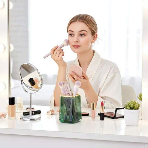 حامل أقلام للمكتب، حامل أقلام لطيف، حامل فرشاة مكياج شفاف، منظم أقلام الرصاص، ملحقات مكتب لطاولة الحمام، لوازم المنزل والمدرسة (أخضر) in Kuwait