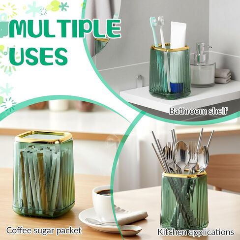 حامل أقلام للمكتب، حامل أقلام لطيف، حامل فرشاة مكياج شفاف، منظم أقلام الرصاص، ملحقات مكتب لطاولة الحمام، لوازم المنزل والمدرسة (أخضر) in Kuwait