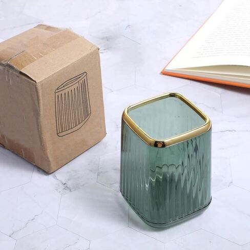 حامل أقلام للمكتب، حامل أقلام لطيف، حامل فرشاة مكياج شفاف، منظم أقلام الرصاص، ملحقات مكتب لطاولة الحمام، لوازم المنزل والمدرسة (أخضر) in Kuwait