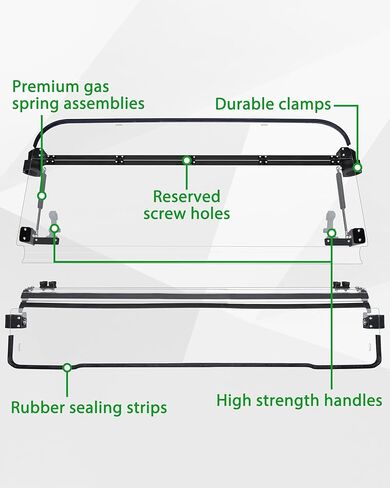 SAUTVS Flip Up Windshield for Kawasaki Mule 4000 4010 2009-2026, Clear 1/5" Hard Coated Poly Front Flip Windscreen Accessories, Can be Closed, Vented, or Fully Open in Saudi Arabia
