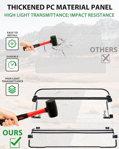 SAUTVS Flip Up Windshield for Kawasaki Mule 4000 4010 2009-2026, Clear 1/5" Hard Coated Poly Front Flip Windscreen Accessories, Can be Closed, Vented, or Fully Open in Saudi Arabia