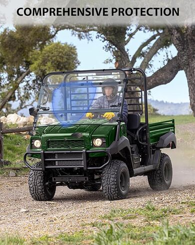 SAUTVS Flip Up Windshield for Kawasaki Mule 4000 4010 2009-2026, Clear 1/5" Hard Coated Poly Front Flip Windscreen Accessories, Can be Closed, Vented, or Fully Open in Saudi Arabia