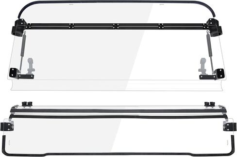 SAUTVS Flip Up Windshield for Kawasaki Mule 4000 4010 2009-2026, Clear 1/5" Hard Coated Poly Front Flip Windscreen Accessories, Can be Closed, Vented, or Fully Open in Saudi Arabia