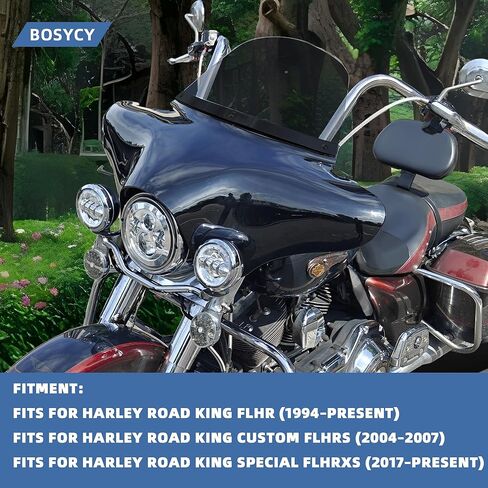 Batwing Fairing with 6" Smoke Windshield for Harley Road King FLHR 1994–2023, FLHRXS Road King Special 2017–2025, Gloss Black Fairing with Black Trim in Kuwait