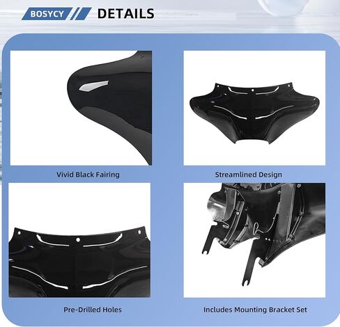 Batwing Fairing with 6" Smoke Windshield for Harley Road King FLHR 1994–2023, FLHRXS Road King Special 2017–2025, Gloss Black Fairing with Black Trim in Kuwait