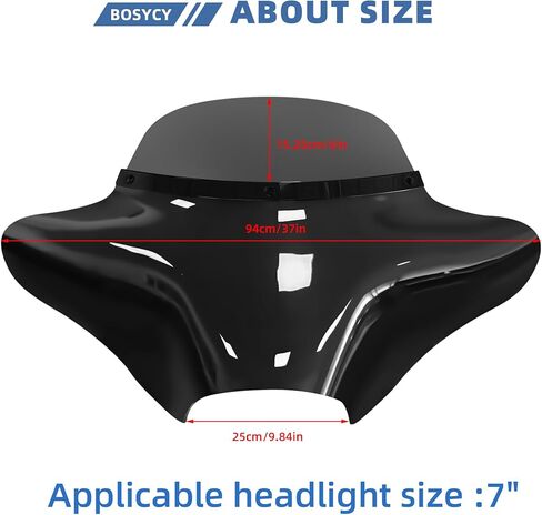 Batwing Fairing with 6" Smoke Windshield for Harley Road King FLHR 1994–2023, FLHRXS Road King Special 2017–2025, Gloss Black Fairing with Black Trim in Kuwait