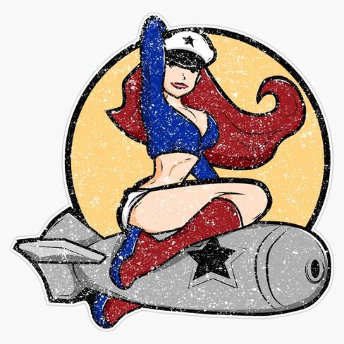HOF Trading Ww2 Death from Above Bomber Pinup Patch Distressed Gear Vinyl Sticker Waterproof Decal Laptop Wall Window Bumper Sticker 5 inch (HOF-VETERAN-STICKERS-232) in Saudi Arabia
