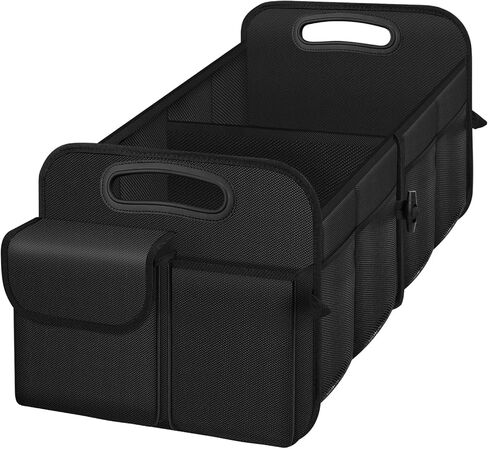 Trunk Organizer, Collapsible Waterproof Multi-Compartment Trunk Organizer for SUVs & Sedans, Car Storage Organizers with Reinforced Handles, Car Accessories for Women and Men, 52L, Black in Saudi Arabia