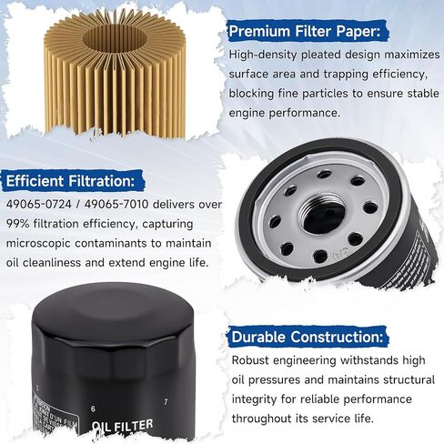 49065-0724 Oil Filter Replace 49065-7010 oil filter elment, for kawasaki FX850V FX801V FJ180V FH381-721V FH601-770D FX751-FX1000V Engine Models, AM107423 120-634 1016467, Pack of 4 in Kuwait
