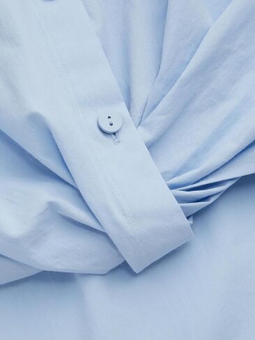 CIDER Long Sleeve Shirts for Women Solid Knotted Collar Oversized Button Down Blouse Office Work Shirt in Saudi Arabia
