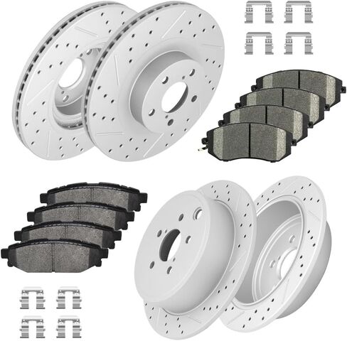 Front and Rear Drilled & Slotted Disc Brake Rotors Ceramic Brake Pads Kit for 2011-2013 Subaru Forester, 2013 2014 Subaru Outback, Impreza, BRZ in Kuwait
