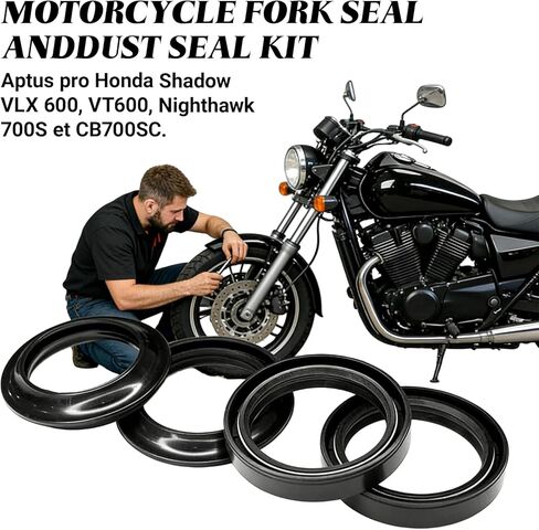 4PCS Fork Seals and Dust Seal Kit for Motorcycle, Front Fork Oil Seal Wiper Replacement Set for Honda Shadow VLX 600 VT600 1988-2008 Nighthawk 700S CB700SC 1984-1986, Engine Accessories in Kuwait