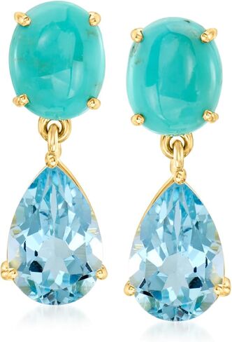 روس سيمونز فيروزي و6.75 قيراط. t.w. أقراط متدلية من التوباز الأزرق السماوي من الذهب عيار 18 قيراطًا فوق الجنيه الاسترليني in Kuwait