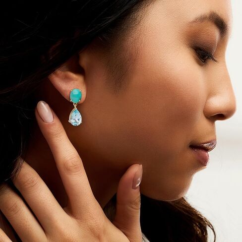 روس سيمونز فيروزي و6.75 قيراط. t.w. أقراط متدلية من التوباز الأزرق السماوي من الذهب عيار 18 قيراطًا فوق الجنيه الاسترليني in Kuwait