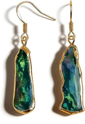 Freshwater Cultured Baroque Pearl Dangle Earrings for Women, 14K Gold Plated, Hypoallergenic Silver Posts, Pink Green White Pearl Jewelry, Business Casual, Romantic Gift for Her in Saudi Arabia