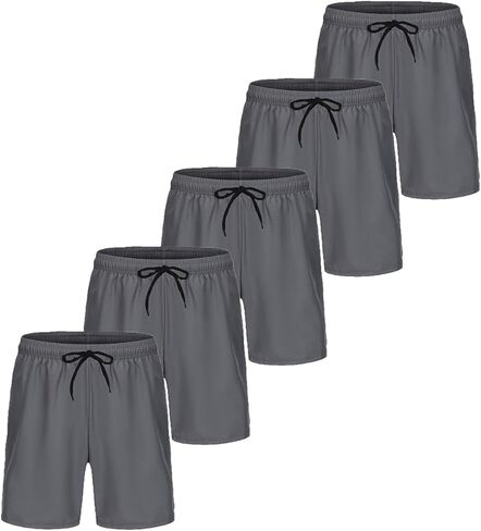 5 Pack Men's Athletic Shorts with Pockets and Elastic Waistband Quick Dry Workout Shorts for Men for Casual Running in Saudi Arabia