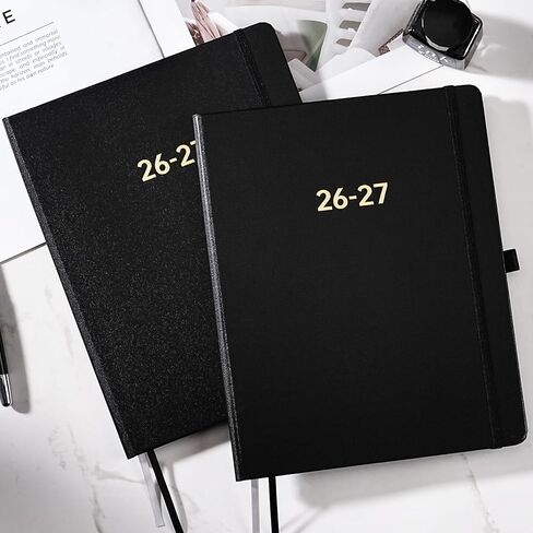 Planner 2026-2027 - Academic Planner 2026-2027, July 2026 - June 2027, 8'' x 10'', 26-27 Planner Weekly and Monthly, 26-27 Calendar Planners with Pen Holder, Elastic Closure, Leather Hardcover - Black in Kuwait