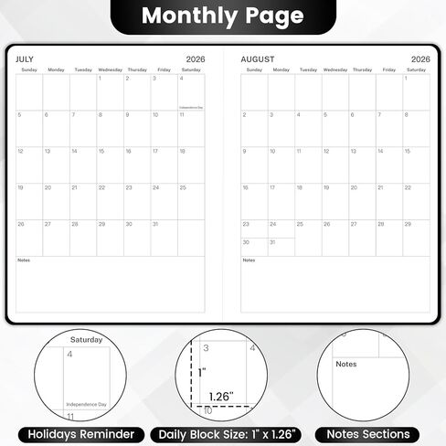 Planner 2026-2027 - Academic Planner 2026-2027, July 2026 - June 2027, 8'' x 10'', 26-27 Planner Weekly and Monthly, 26-27 Calendar Planners with Pen Holder, Elastic Closure, Leather Hardcover - Black in Kuwait