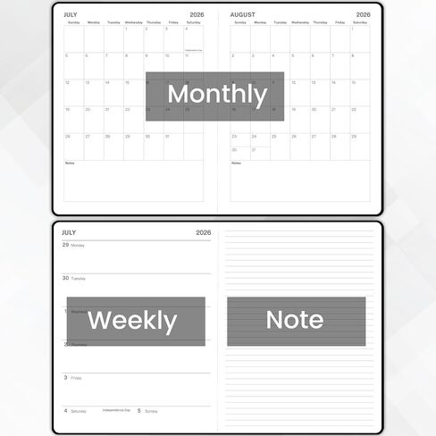 Planner 2026-2027 - Academic Planner 2026-2027, July 2026 - June 2027, 8'' x 10'', 26-27 Planner Weekly and Monthly, 26-27 Calendar Planners with Pen Holder, Elastic Closure, Leather Hardcover - Black in Kuwait
