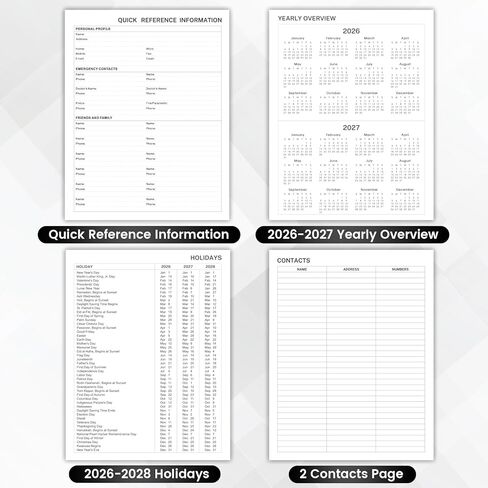 Planner 2026-2027 - Academic Planner 2026-2027, July 2026 - June 2027, 8'' x 10'', 26-27 Planner Weekly and Monthly, 26-27 Calendar Planners with Pen Holder, Elastic Closure, Leather Hardcover - Black in Kuwait