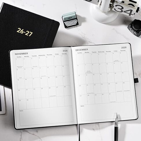 Planner 2026-2027 - Academic Planner 2026-2027, July 2026 - June 2027, 8'' x 10'', 26-27 Planner Weekly and Monthly, 26-27 Calendar Planners with Pen Holder, Elastic Closure, Leather Hardcover - Black in Kuwait