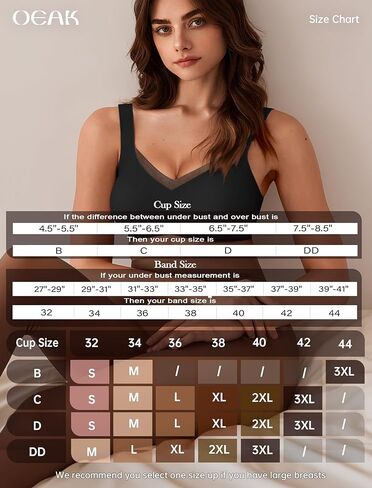 OEAK Womens Wireless Bras V Mesh Black XL & Comfortable Support Bras Coffee XL in Kuwait
