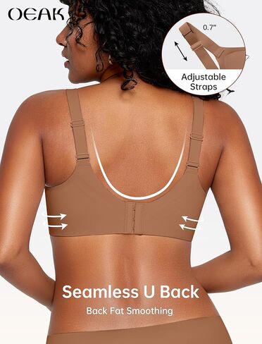 OEAK Womens Wireless Bras V Mesh Black XL & Comfortable Support Bras Coffee XL in Kuwait