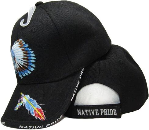 AES Native Pride American Headdress Feather Black Embroidered Cap Hat in Saudi Arabia