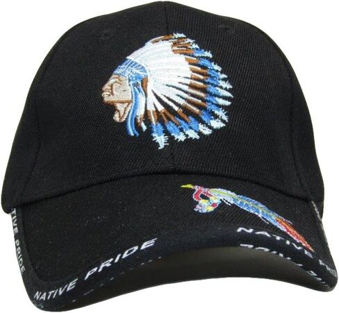 AES Native Pride American Headdress Feather Black Embroidered Cap Hat in Saudi Arabia