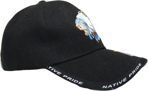 AES Native Pride American Headdress Feather Black Embroidered Cap Hat in Saudi Arabia