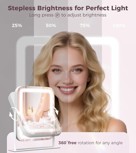 Saliwa Vanity Mirror with Lights, Lighted Makeup Mirror with 3 Modes, 5X Magnification Mirror, Stepless Brightness, 360° Rotation, Christmas & Valentine’s Gifts for Women, Daughter, Mom, Her in Saudi Arabia