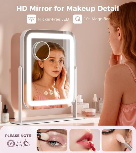 Saliwa Vanity Mirror with Lights, Lighted Makeup Mirror with 3 Modes, 5X Magnification Mirror, Stepless Brightness, 360° Rotation, Christmas & Valentine’s Gifts for Women, Daughter, Mom, Her in Saudi Arabia