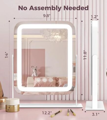 Saliwa Vanity Mirror with Lights, Lighted Makeup Mirror with 3 Modes, 5X Magnification Mirror, Stepless Brightness, 360° Rotation, Christmas & Valentine’s Gifts for Women, Daughter, Mom, Her in Saudi Arabia
