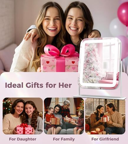 Saliwa Vanity Mirror with Lights, Lighted Makeup Mirror with 3 Modes, 5X Magnification Mirror, Stepless Brightness, 360° Rotation, Christmas & Valentine’s Gifts for Women, Daughter, Mom, Her in Saudi Arabia