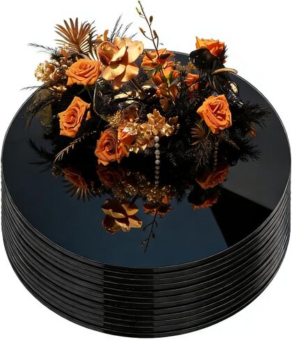 12 قطعة 10 بوصة مرآة زينة مركزية سمك 1.5 ملم (أسود) in Kuwait